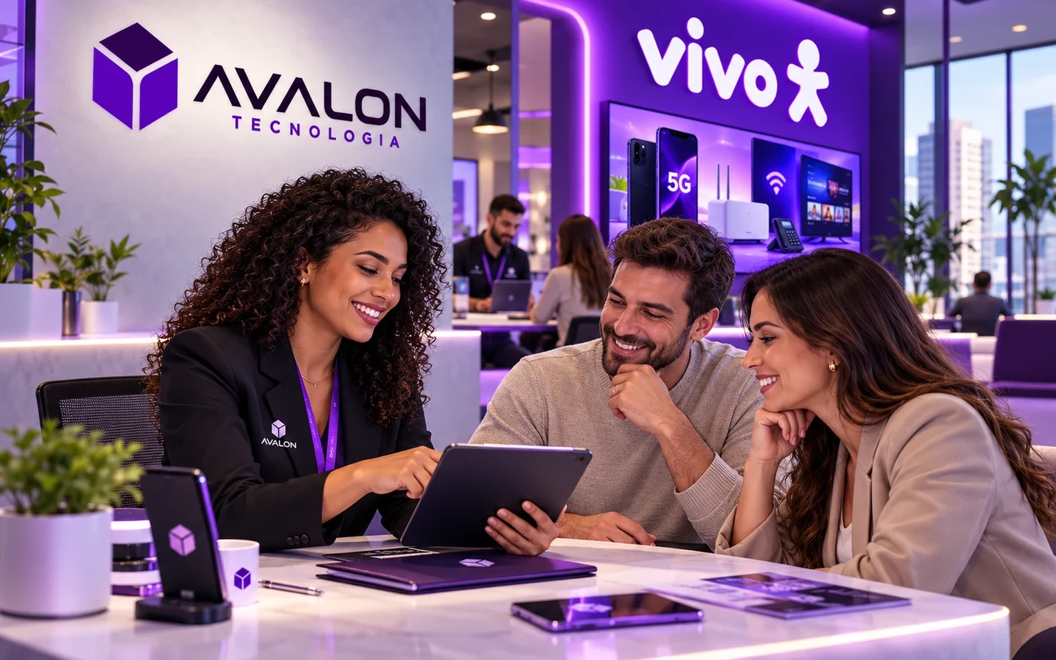 Consultora da Avalon apresenta soluções da Vivo a clientes em ambiente corporativo